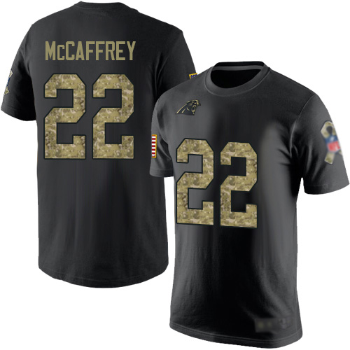 Carolina Panthers Men Black Camo Christian McCaffrey Salute to Service NFL Football #22 T Shirt->carolina panthers->NFL Jersey